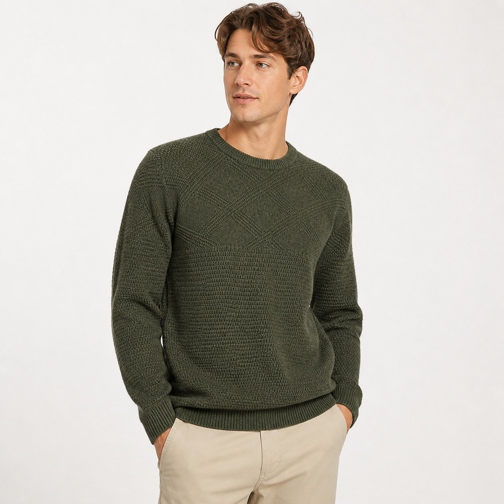 Chaps Mens XL Green Textured Knit Crewneck Sweater NWT MSRP $70